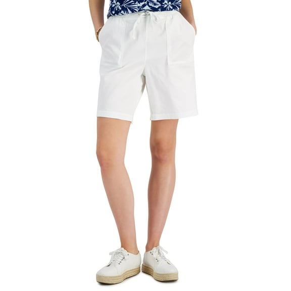 Style & Co Petite Utility Drawstring Shorts Bright White PXL