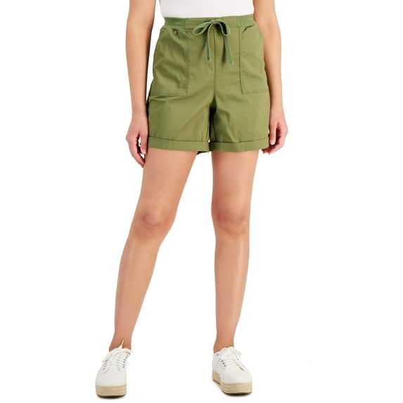 Style & Co Petite Utility Drawstring Shorts Dry Grass PXS