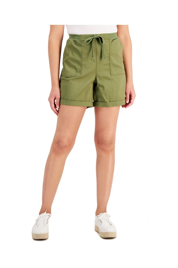 Style & Co Petite Utility Drawstring Shorts Dry Grass PXS