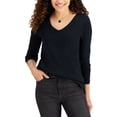 thumbnail image 1 of Style & Co Petite V Neck Cotton Top Deep Black PS, 1 of 1