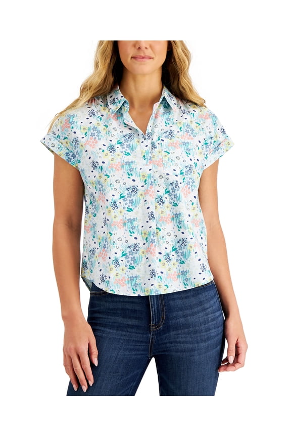 Style & Co Petite Wildflower Meadow Popover Shirt Wildflower PM