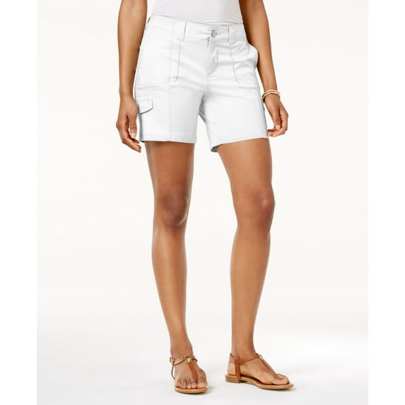 Style & Co Petite Zig Zag Cargo Shorts Bright White 12P