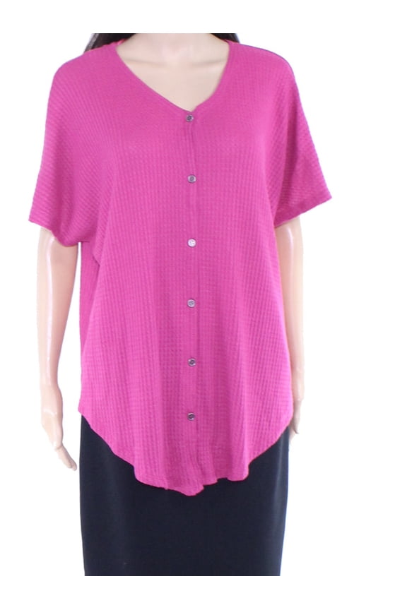 Style & Co Plus Size Button Up Top Modern Berry 1X