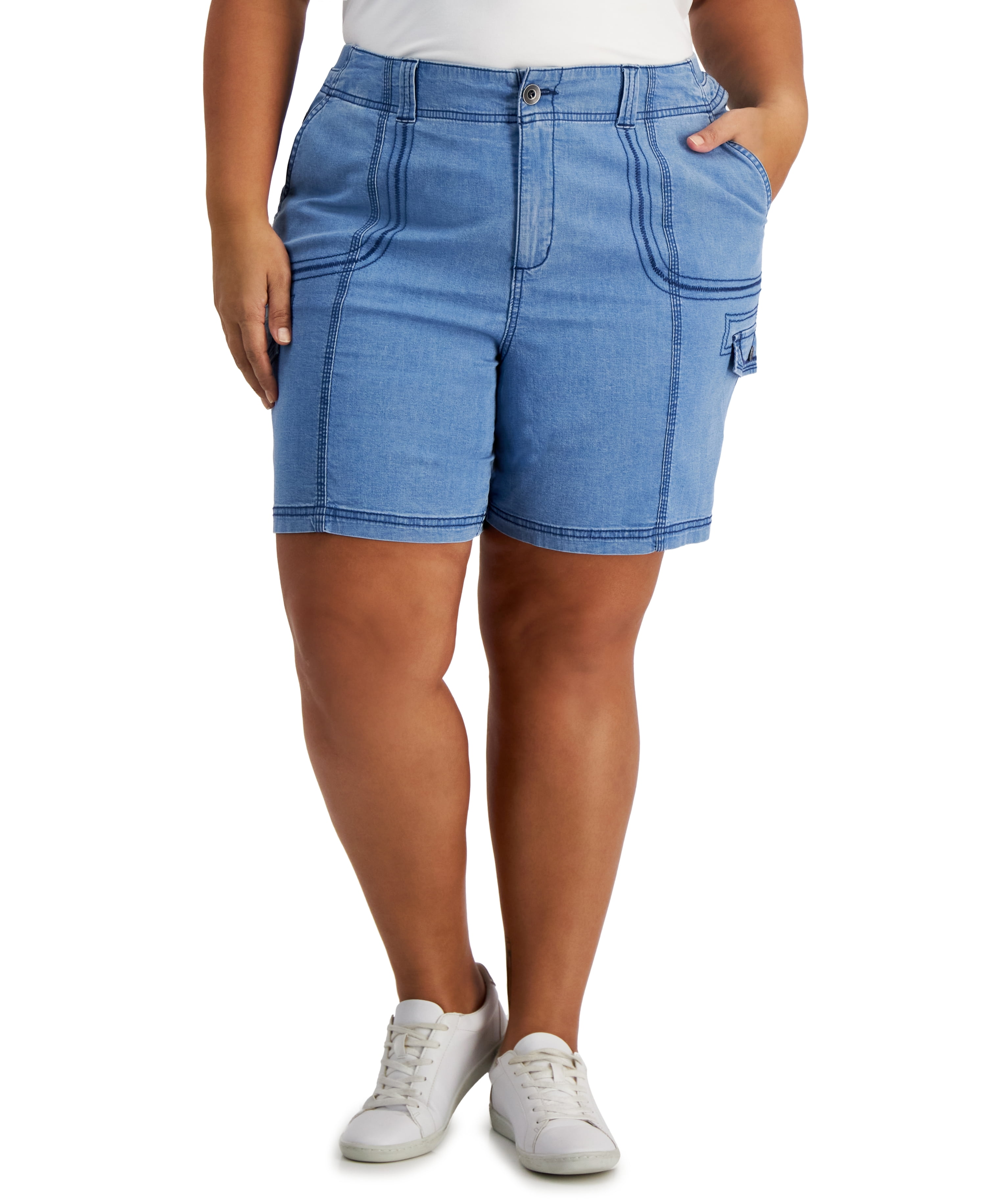 Plus size chambray shorts deals