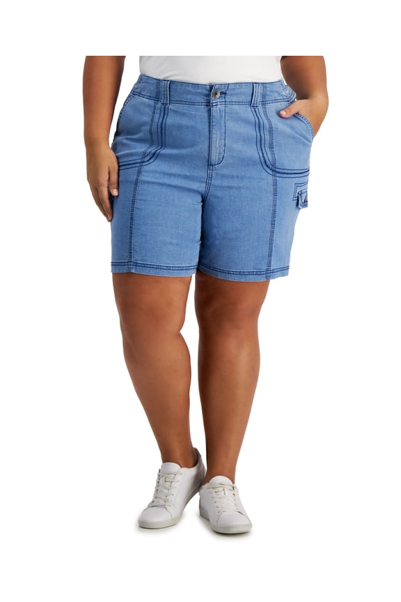 Style & Co Plus Size Chambray Shorts Light Chambray 22W