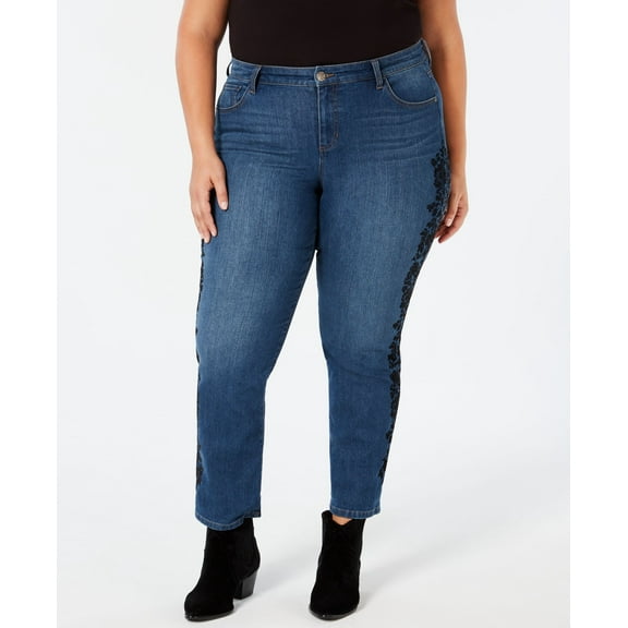 Style & Co Plus Size Cotton Brocade Trim Boyfriend Jeans Aspen 22W / 3x