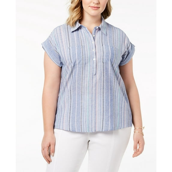 Style & Co Plus Size Cotton Marcella Striped Top Shirt Marcella Stripe 3X