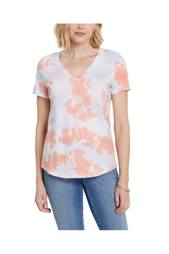 Style & Co Plus Size Cotton Printed V-Neck T-Shirt Destiny Dye 2X