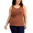 thumbnail image 1 of Style & Co Plus Size Cotton Ribbed Tank Top Down To Earth 1X, 1 of 1