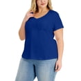 thumbnail image 1 of Style & Co Plus Size Cotton Solid V Neck Top Admiral Blue 2X, 1 of 1