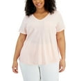 thumbnail image 1 of Style & Co Plus Size Cotton Solid V Neck Top Soft Shell 2X, 1 of 2