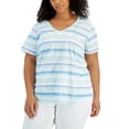 thumbnail image 1 of Style & Co Plus Size Cotton Striped Tee Horizon Camas 1X, 1 of 1