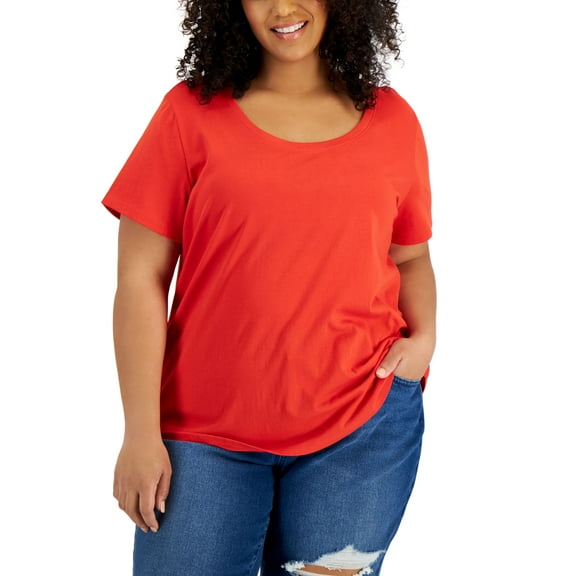 Style & Co Plus Size Cotton Tee Loving Red 1X