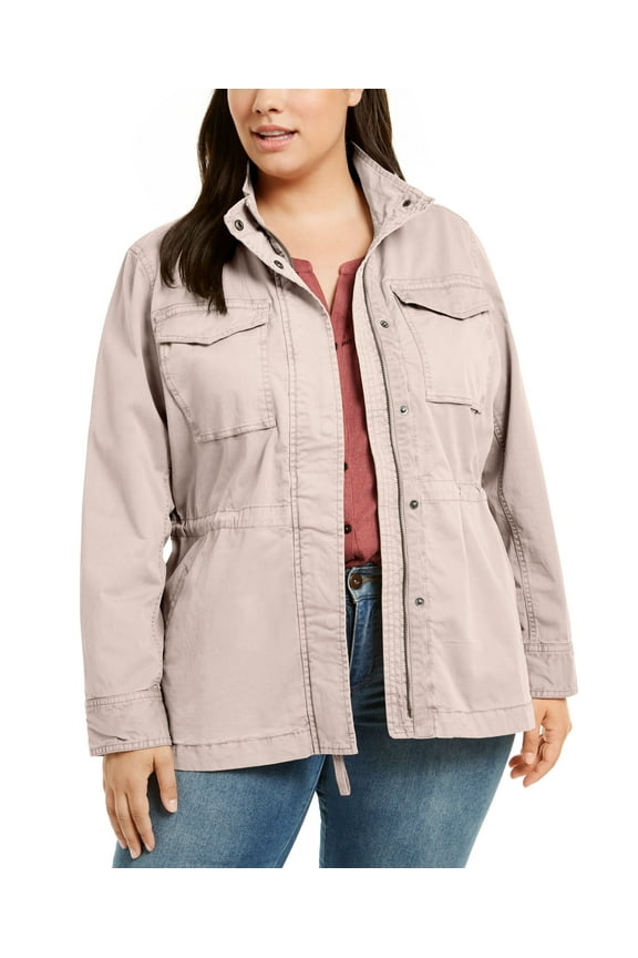 Style & Co Plus Size Cotton Utility Jacket Mocha Rose 0X