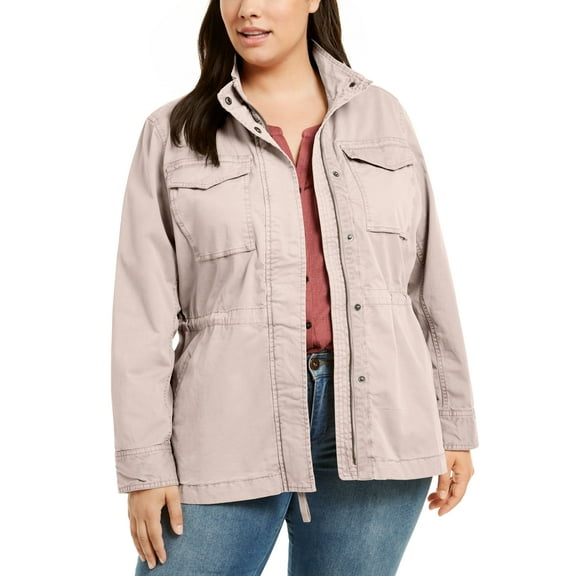 Style & Co Plus Size Cotton Utility Jacket Mocha Rose 2X