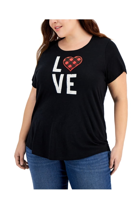 Style & Co Plus Size Crewneck T-Shirt Love 2X