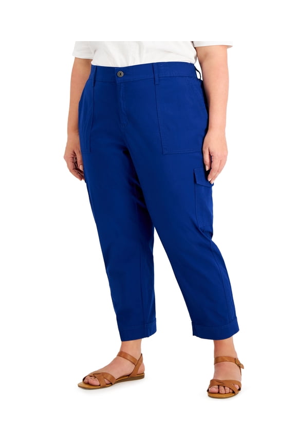 Style & Co Plus Size Curve Leg Cargo Pants Admiral Blue 24W