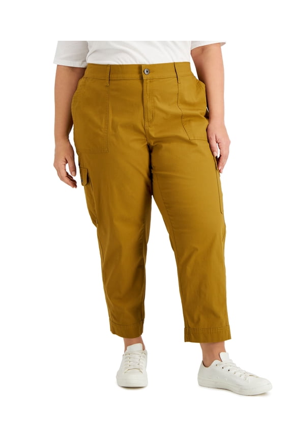 Style & Co Plus Size Curve Leg Cargo Pants Barley Brown 18W