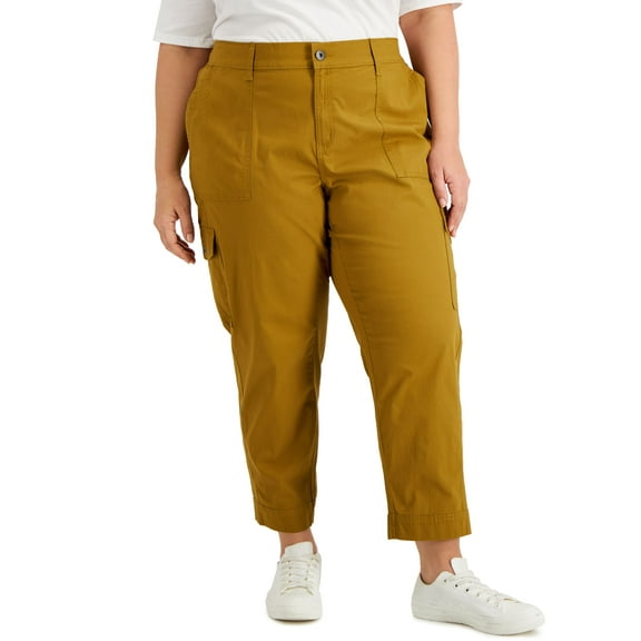 Style & Co Plus Size Curve Leg Cargo Pants Barley Brown 24W