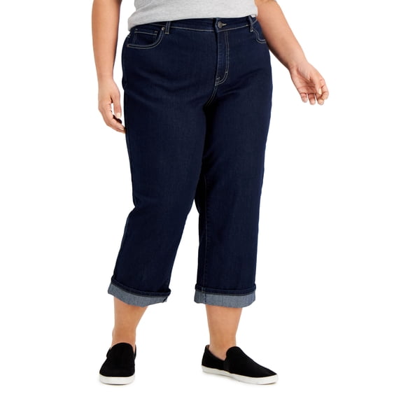 Style & Co Plus Size Curvy Cuffed Capri Jeans Southern Blues 16W