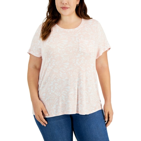 Style & Co Plus Size Draped T-Shirt Barb Soft Shell 4X