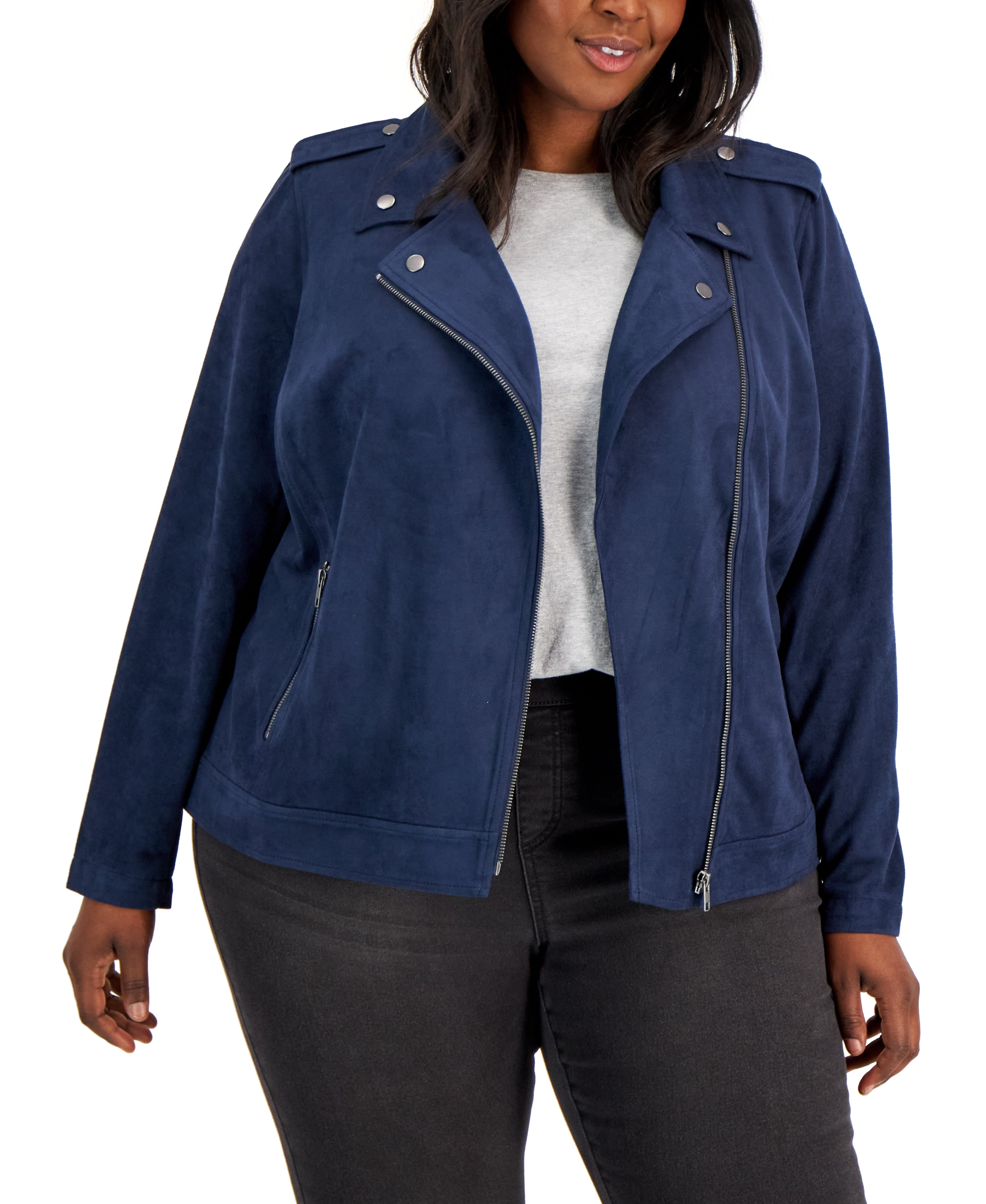 Faux suede plus size jacket best sale