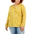 thumbnail image 1 of Style & Co Plus Size Floral-Print Henley Top Olivia Ditsy 0X, 1 of 1