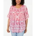 thumbnail image 1 of Style & Co Plus Size Floral Print Pleated Top Southwest Pinks 3X, 1 of 1