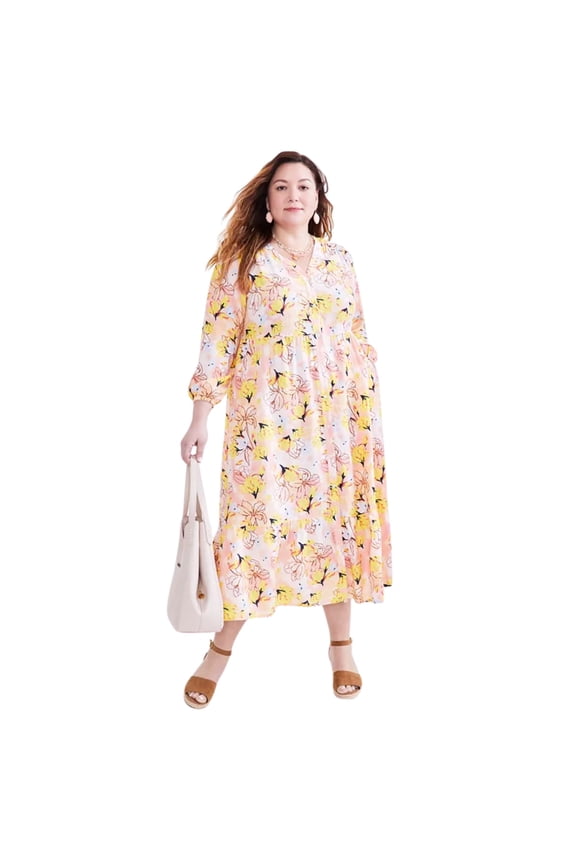 Style & Co Plus Size Floral-Print Tiered Maxi Dress – Arles Floral Pink, Size 2X