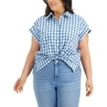 thumbnail image 1 of Style & Co Plus Size Gingham Cotton Camp Shirt Gingham Camas 3X, 1 of 1