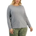 thumbnail image 1 of Style & Co Plus Size Heathered Long Sleeve T-Shirt Grey Heather 1X, 1 of 1
