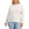 thumbnail image 1 of Style & Co Plus Size Heathered Long Sleeve T-Shirt Pebble Heather 4X, 1 of 1