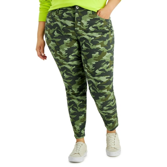 Style & Co Plus Size High Rise Skinny Ankle Jeans Camo Winter Mos 16W