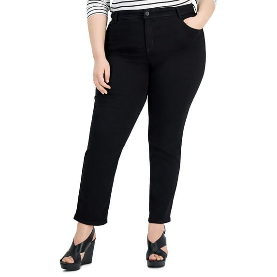 Style & Co Plus Size High Rise Slim Leg Jeans Black Rinse 20W