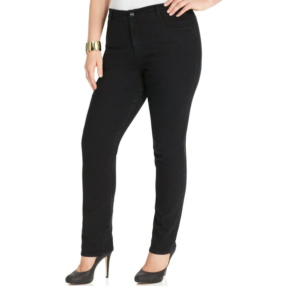 Style & Co Plus Size High Rise Slim Leg Jeans Control Noir 16W