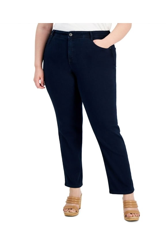 Style & Co Plus Size High Rise Slim Leg Jeans Rinse 20W