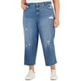 thumbnail image 1 of Style & Co Plus Size High Rise Wide Leg Cropped Jeans Honeybee Wash 18W, 1 of 1