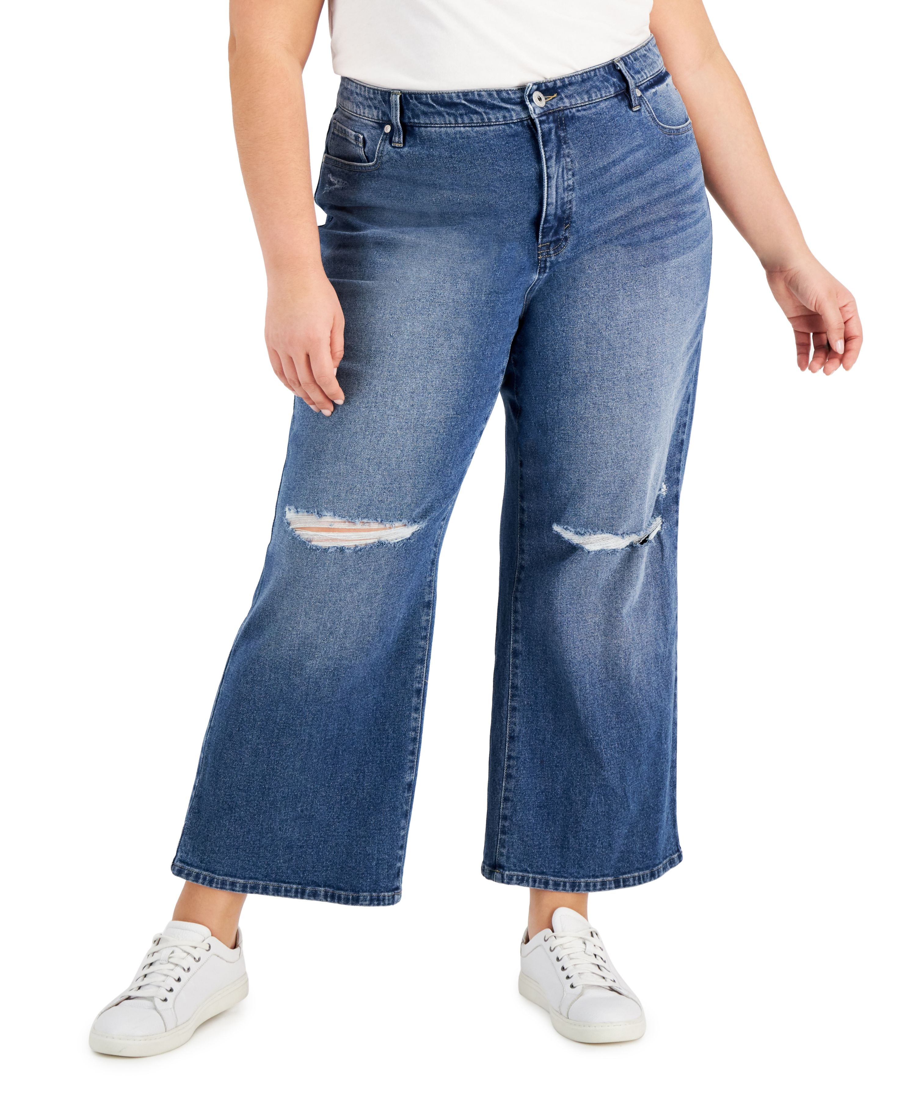 Style Co Plus Size High Rise Wide Leg Cropped Jeans Santa Ana