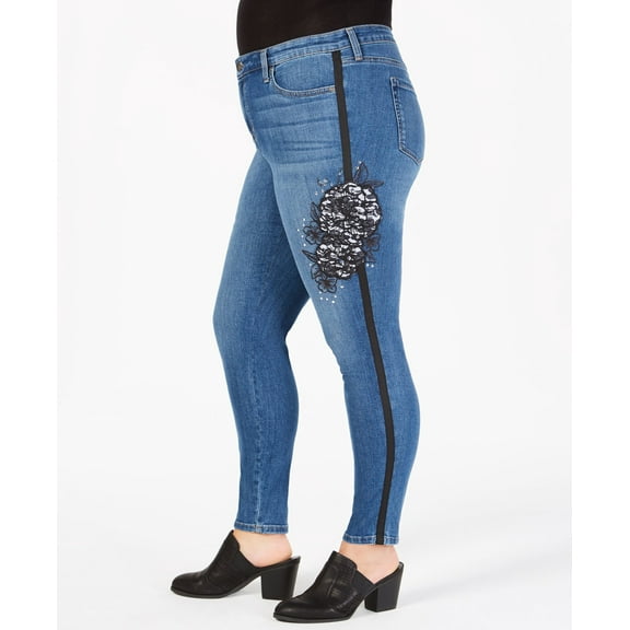 Style & Co Plus Size Lacy Rose Skinny Jeans Blue 14W
