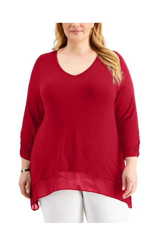 Style & Co Plus Size Layered Hem Tunic Antique Peach 2X