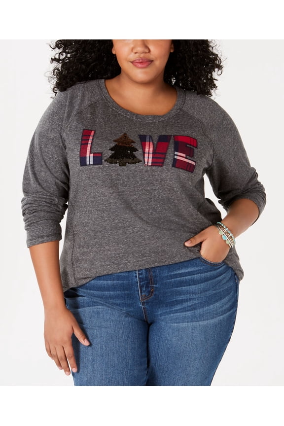 Style & Co Plus Size Love Graphic Sweatshirt Deep Black 3X