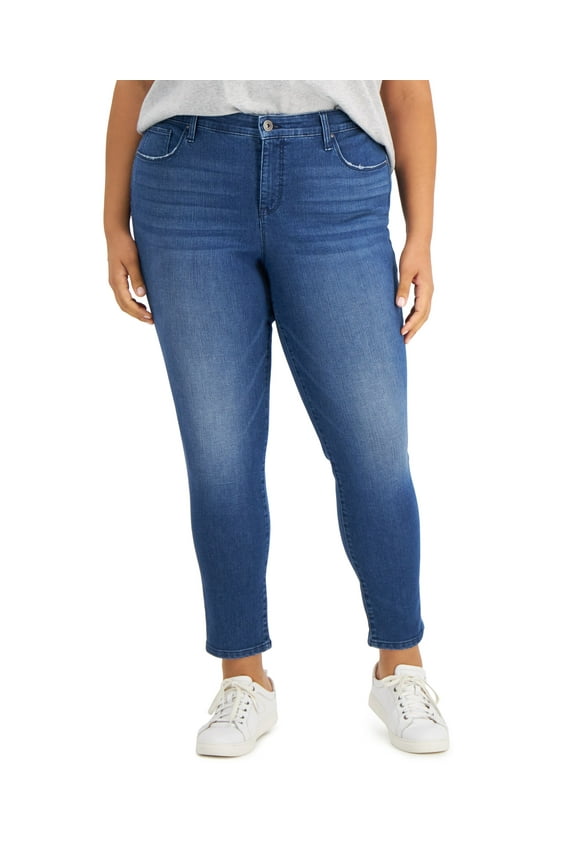 Style & Co Plus Size Mid Rise Curvy Skinny Jeans Deception 24W
