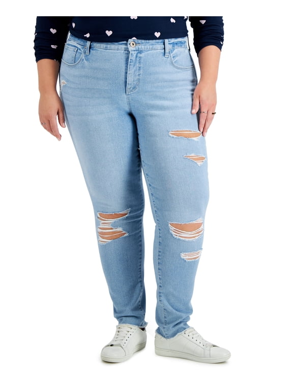 Style & Co Plus Size Mid Rise Curvy Skinny Jeans Ricochet Wash 22W