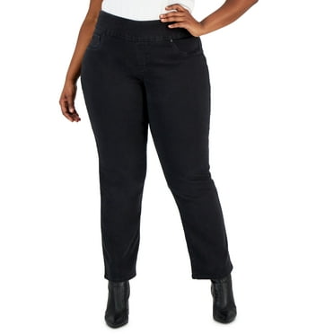 Style & Co Plus Size Mid Rise Pull On Straight Leg Jeans Washed Black 22W