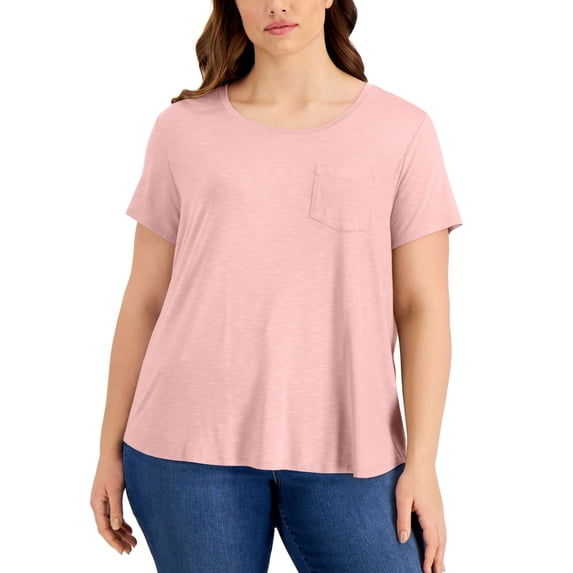 Style & Co Plus Size One Pocket T-Shirt Antique Peach 3X