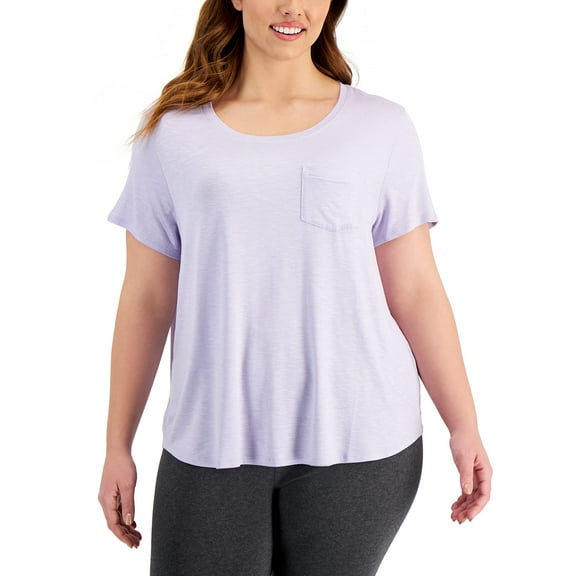 Style & Co Plus Size One Pocket T-Shirt Lilac Fog 1X