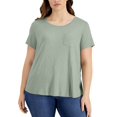 thumbnail image 1 of Style & Co Plus Size One Pocket T-Shirt Smokey Sage 1X, 1 of 1