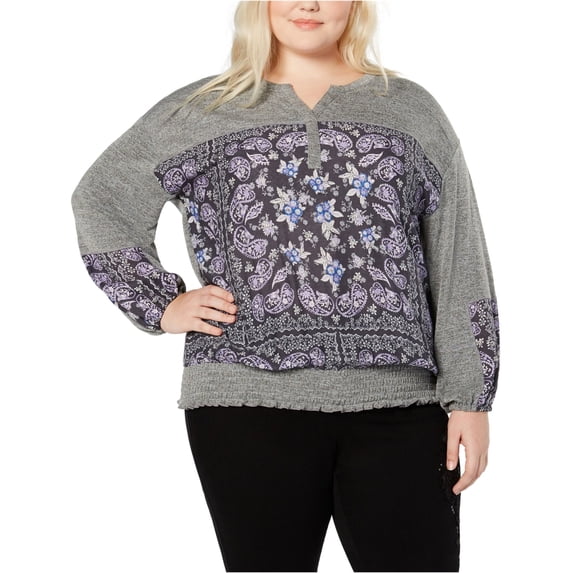 Style & Co Plus Size Paisley Print Peasant Top Medium Purple 2X