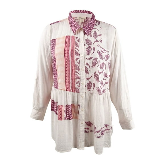Style & Co Plus Size Patchwork Print Shirt Patchwork Craze 2X