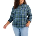 thumbnail image 1 of Style & Co Plus Size Plaid Perfect Shirt New Pale Sage Combo 0X, 1 of 1
